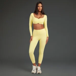 Berry Sculpt Set: Long Sleeve - Berry Leggings Pale Butter